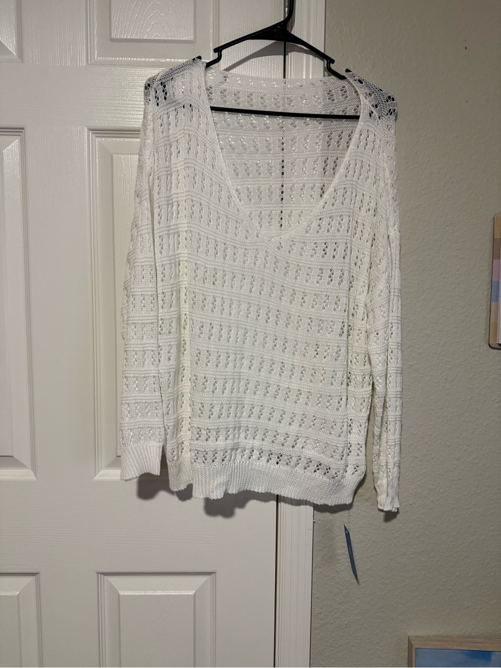 Cupshe White Open-Weave Scoop Neck Sweater